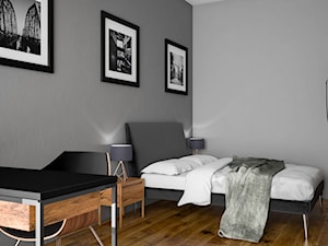 APARTAMENT SKY BLACK - Średnia szara z biurkiem sypialnia, styl nowoczesny - zdjęcie od KBW Architektura & Design