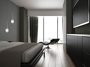 APARTAMENT SKY BLACK - Duża czarna szara sypialnia, styl nowoczesny - zdjęcie od KBW Architektura & Design