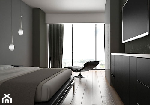 APARTAMENT SKY BLACK - Duża czarna szara sypialnia, styl nowoczesny - zdjęcie od KBW Architektura & Design