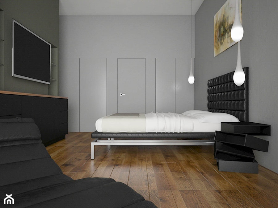 APARTAMENT SKY BLACK - Duża szara sypialnia, styl nowoczesny - zdjęcie od KBW Architektura & Design
