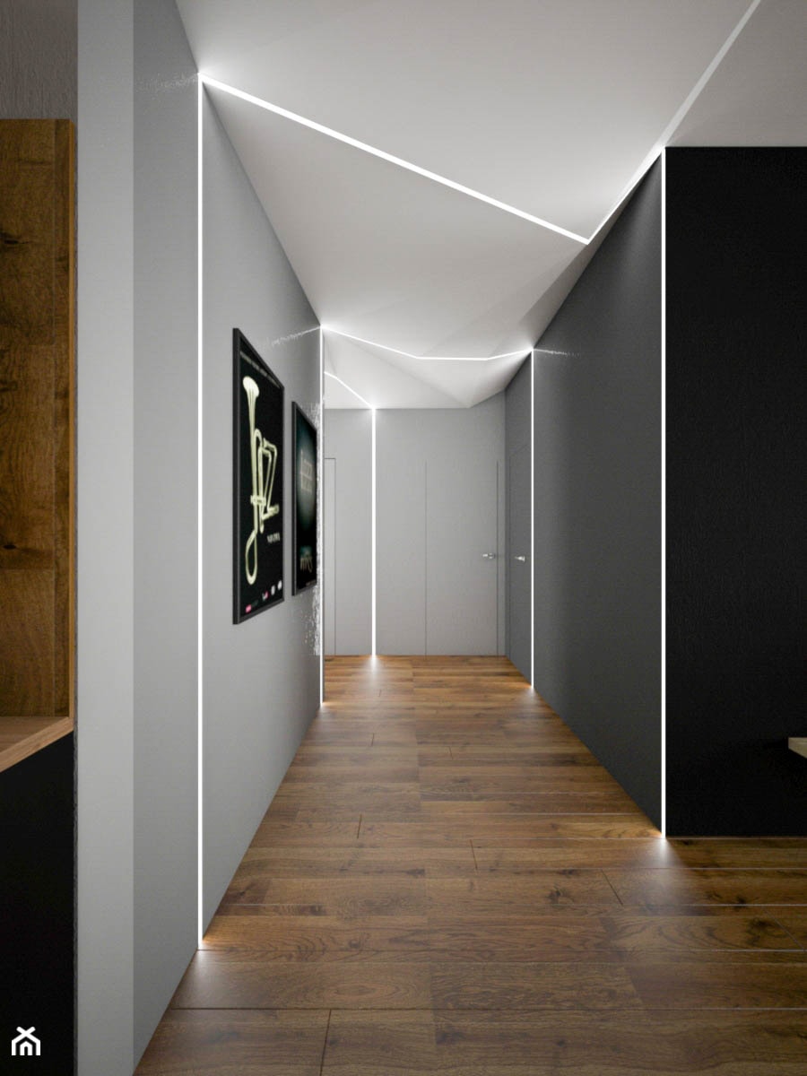 APARTAMENT SKY BLACK - Średni czarny szary hol / przedpokój, styl nowoczesny - zdjęcie od KBW Architektura & Design