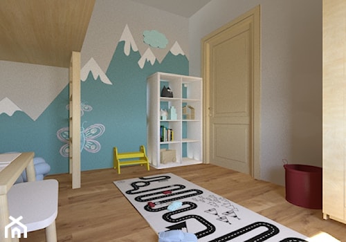 MIESZKANIE W STYLU NOWOCZESNYM - Duży szary niebieski pokój dziecka dla dziecka dla chłopca dla dziewczynki, styl skandynawski - zdjęcie od KBW Architektura & Design