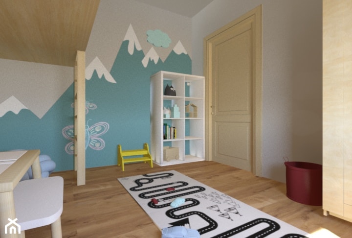 MIESZKANIE W STYLU NOWOCZESNYM - Duży szary niebieski pokój dziecka dla dziecka dla chłopca dla dziewczynki, styl skandynawski - zdjęcie od KBW Architektura & Design