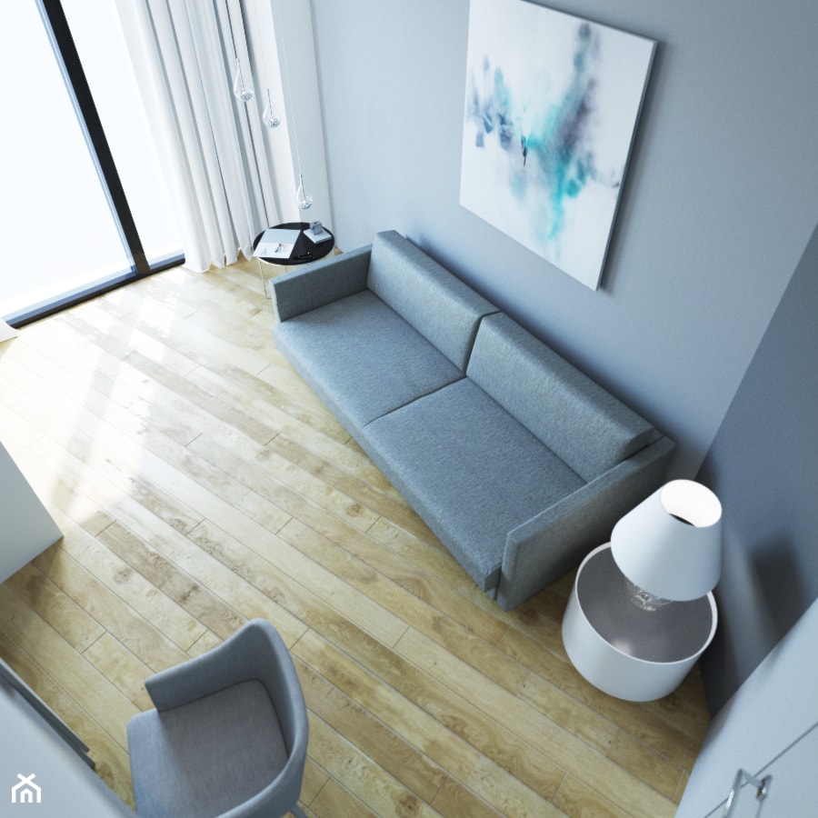 APARTAMENT SKY WHITE - Średnie w osobnym pomieszczeniu z sofą szare biuro, styl tradycyjny - zdjęcie od KBW Architektura & Design