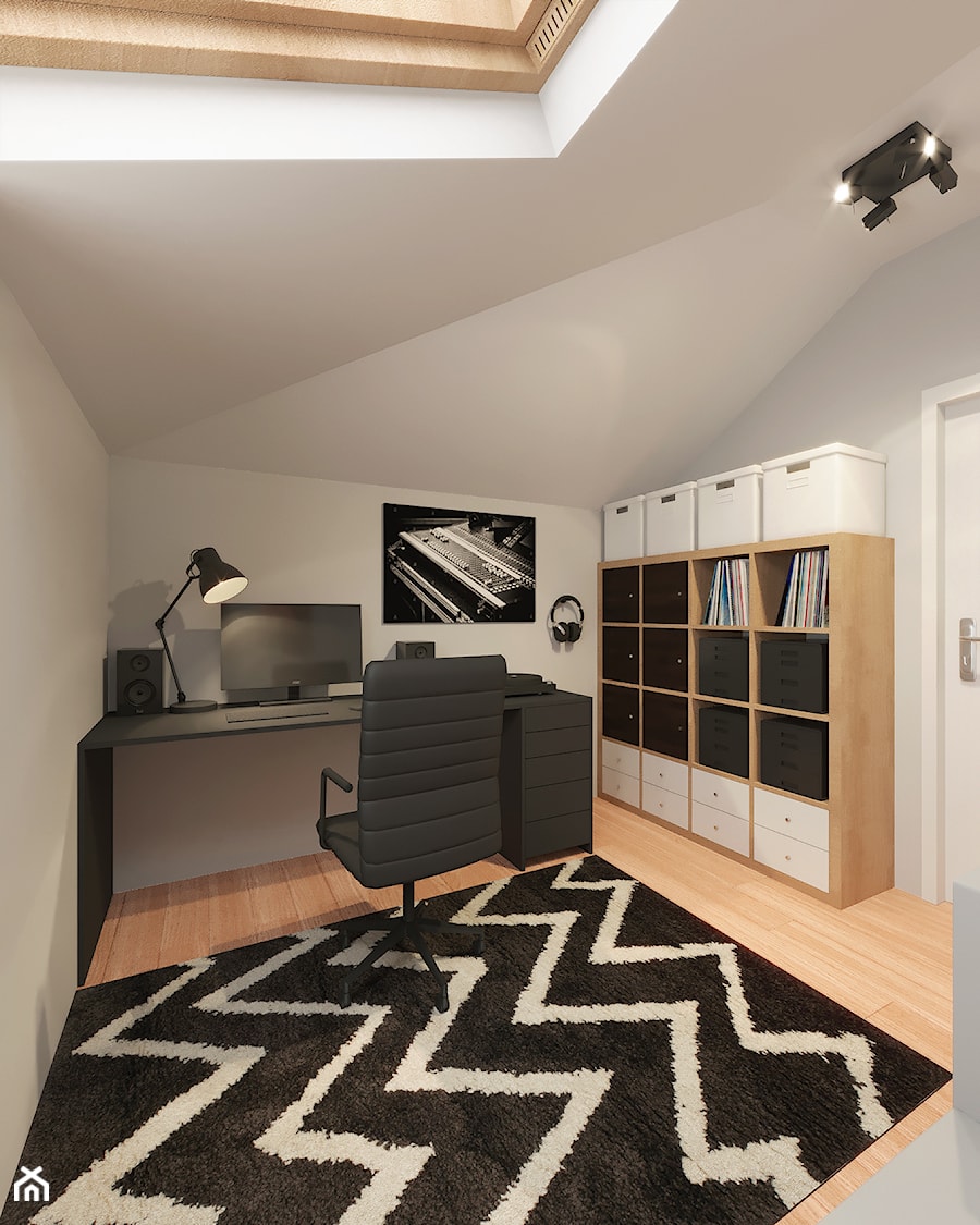 MIESZKANIE W STYLU NOWOCZESNYM - Małe szare biuro, styl nowoczesny - zdjęcie od KBW Architektura & Design