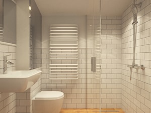 MIESZKANIE W STYLU NOWOCZESNYM - Średnia bez okna z lustrem z punktowym oświetleniem łazienka, styl skandynawski - zdjęcie od KBW Architektura & Design