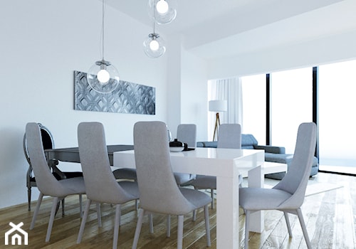 APARTAMENT SKY WHITE - Duża biała jadalnia w salonie, styl nowoczesny - zdjęcie od KBW Architektura & Design