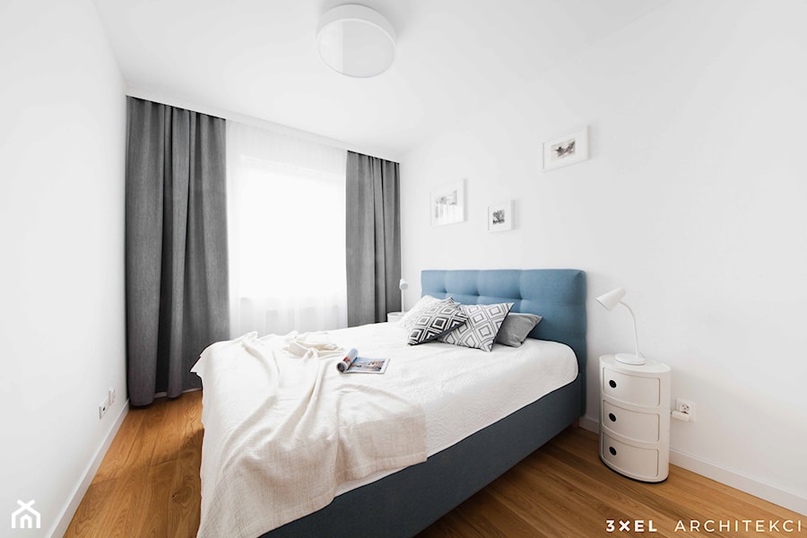 MIESZKANIE W ŁODZI - Mała biała sypialnia, styl nowoczesny - zdjęcie od 3XEL Architekci
