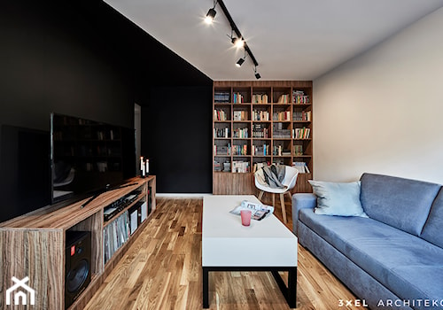 TRIANGLE FLAT - Mały czarny szary salon, styl nowoczesny - zdjęcie od 3XEL Architekci