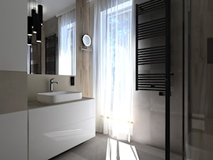 mieszkanie//65m//Bielsko-Biała - Mała z lustrem łazienka z oknem - zdjęcie od totamstudio