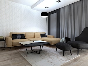 apartament//100m//Andrychów - Średni biały czarny salon - zdjęcie od totamstudio