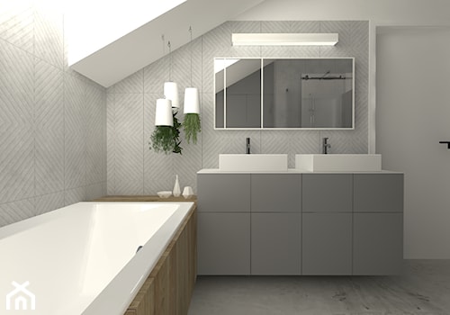 mieszkanie//160m//Bielsko-Biała - Średnia z lustrem z dwoma umywalkami z marmurową podłogą łazienka z oknem - zdjęcie od totamstudio