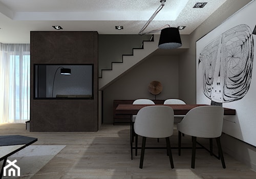 apartament//100m//Andrychów - Średnia beżowa jadalnia w salonie - zdjęcie od totamstudio