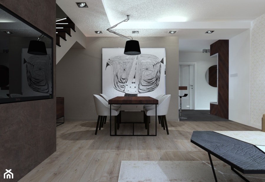 apartament//100m//Andrychów - Średnia beżowa jadalnia w salonie - zdjęcie od totamstudio