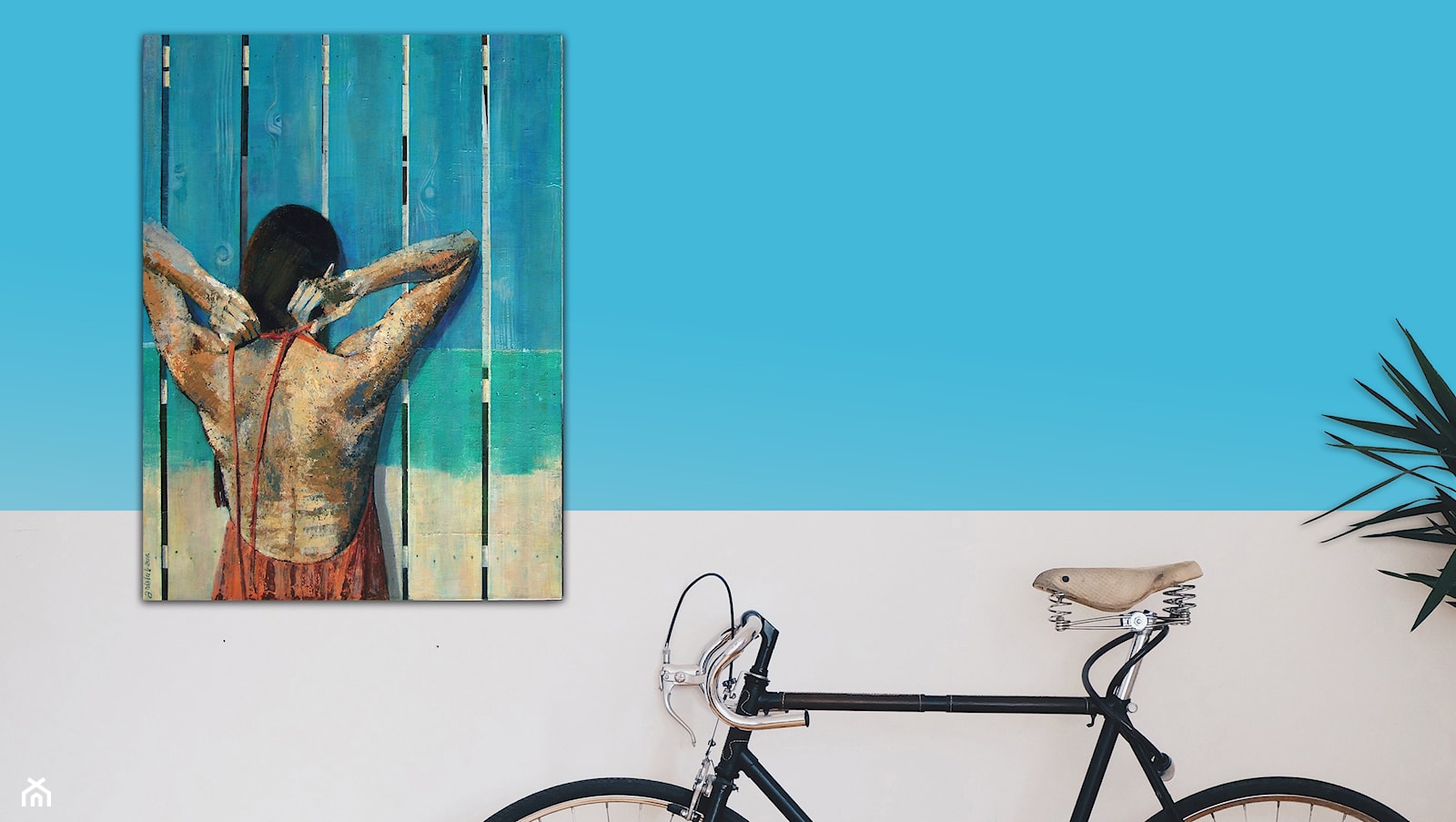 Przedpokój, rower i obraz 'Ambiguous 1' - zdjęcie od anialuk - Homebook