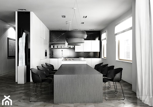 Czarno-biała jadalnia - zdjęcie od Piotr Skorupski Studio Architektury