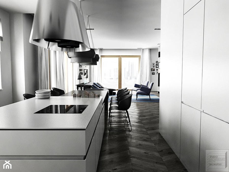 Czarno-biała kuchnia - zdjęcie od Piotr Skorupski Studio Architektury