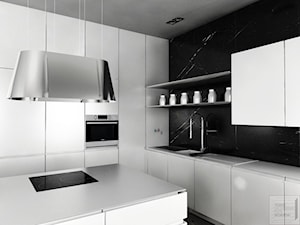 Czarno-biała kuchnia - zdjęcie od Piotr Skorupski Studio Architektury