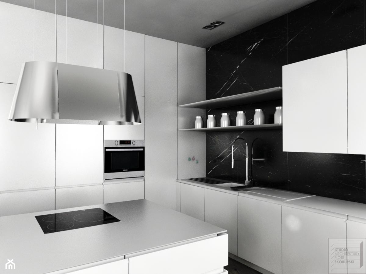 Czarno-biała kuchnia - zdjęcie od Piotr Skorupski Studio Architektury - Homebook