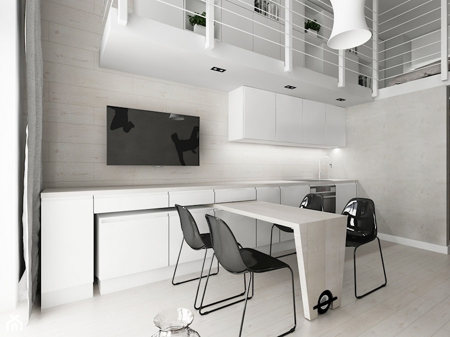 Minimalistyczny loft z grafiką - Kuchnia, styl minimalistyczny - zdjęcie od Piotr Skorupski Studio Architektury