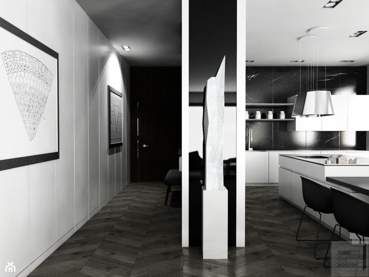 Czarno-biała hol - zdjęcie od Piotr Skorupski Studio Architektury - Homebook