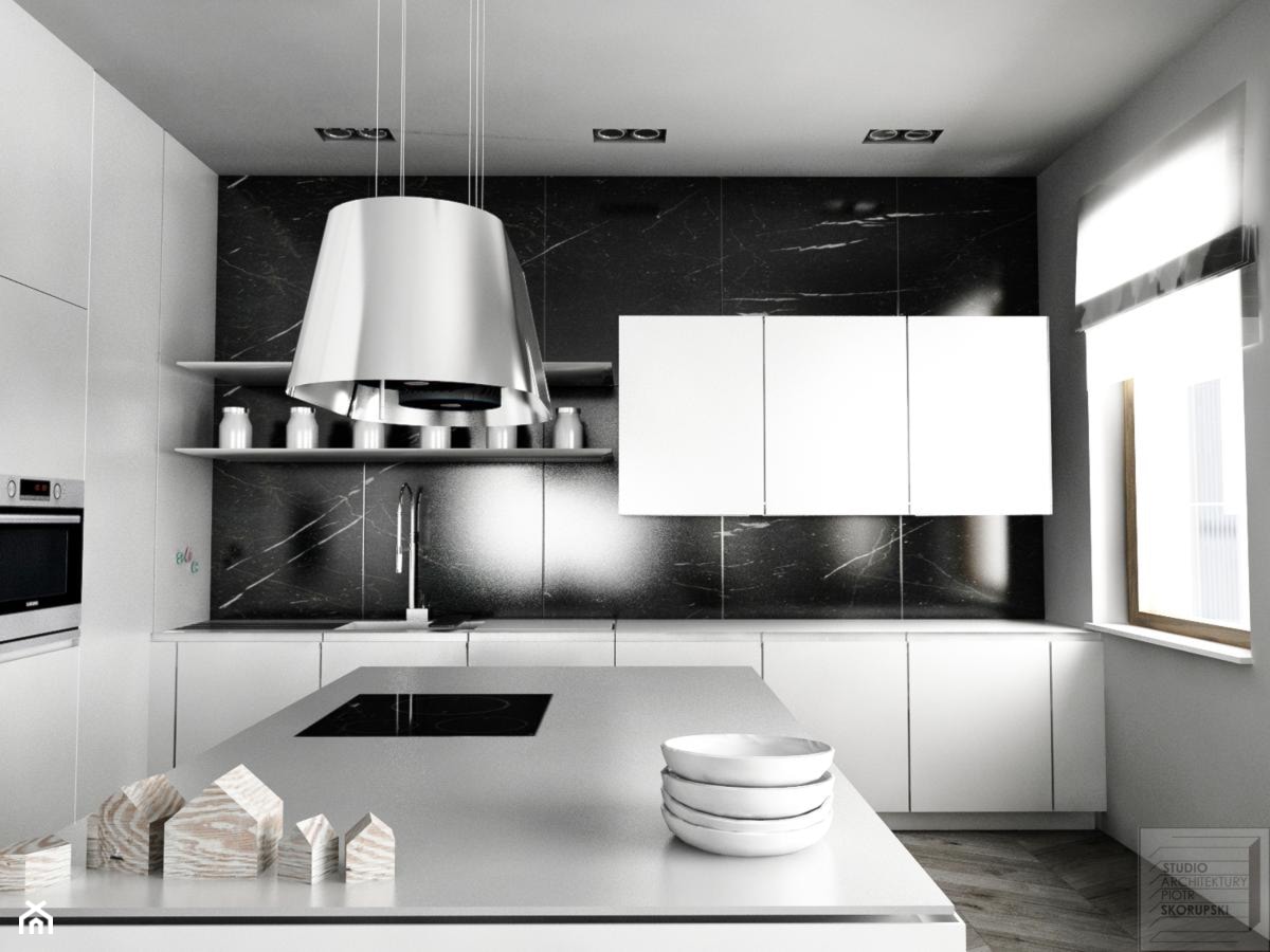 Czarno-biała kuchnia - zdjęcie od Piotr Skorupski Studio Architektury - Homebook