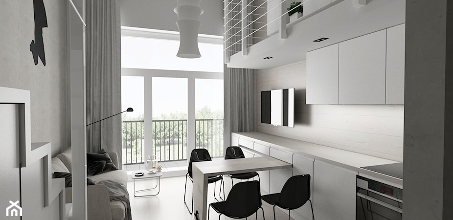 Mieszkanie 25 m² – minimalistyczny loft z grafiką