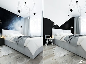 Projekt Mieszkania - Zakładowa Wrocław - Średnia biała czarna sypialnia, styl nowoczesny - zdjęcie od Aneta Talarczyk Pracownia Projektowa