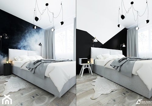 Projekt Mieszkania - Zakładowa Wrocław - Średnia biała czarna sypialnia, styl nowoczesny - zdjęcie od Aneta Talarczyk Pracownia Projektowa
