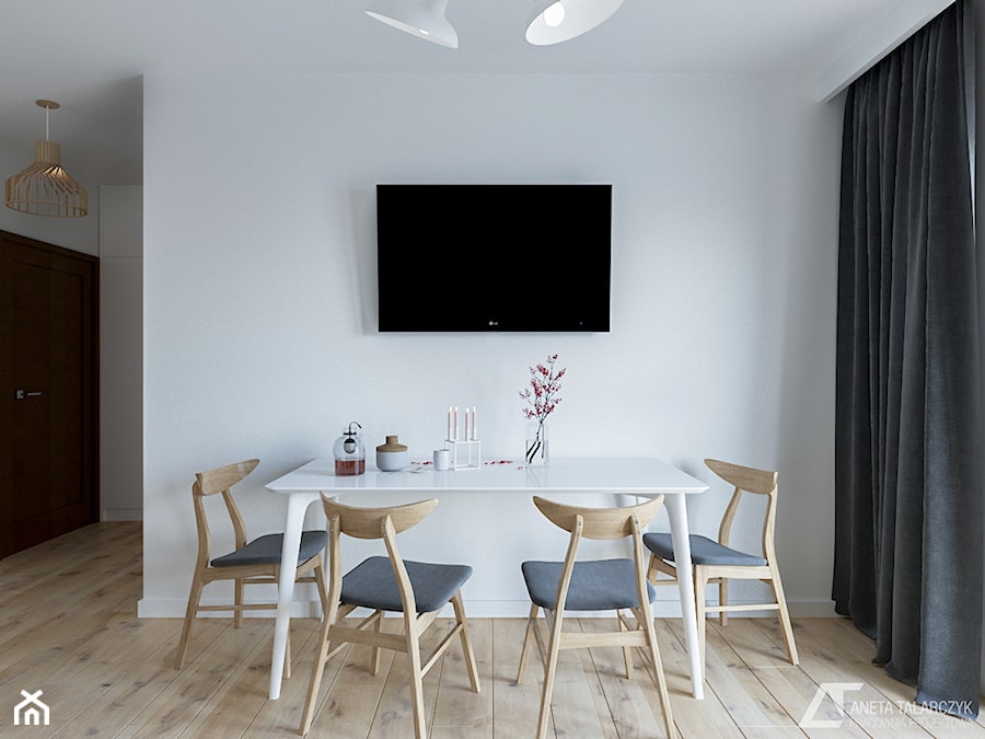Średnia biała jadalnia, styl minimalistyczny - zdjęcie od Aneta Talarczyk Pracownia Projektowa