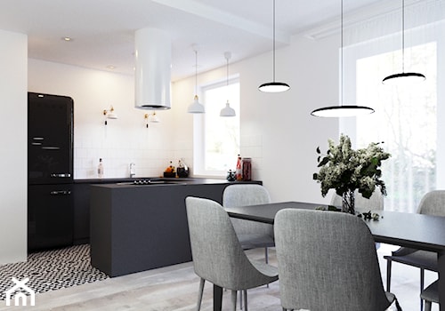 Projekt Mieszkania - Zakładowa Wrocław - Średnia biała jadalnia w salonie w kuchni, styl nowoczesny - zdjęcie od Aneta Talarczyk Pracownia Projektowa