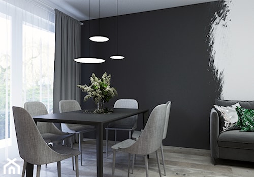 Projekt Mieszkania - Zakładowa Wrocław - Średnia biała czarna jadalnia w salonie, styl nowoczesny - zdjęcie od Aneta Talarczyk Pracownia Projektowa