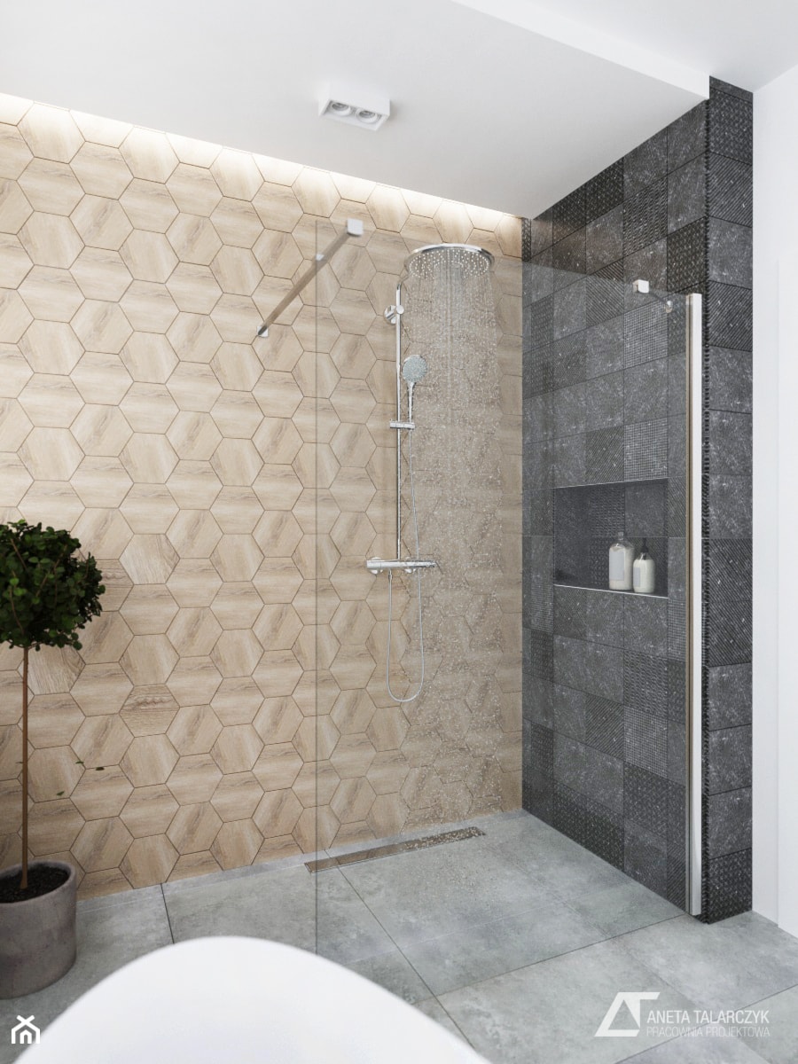 Prysznic w łazience na piętrze - zdjęcie od Aneta Talarczyk Pracownia Projektowa