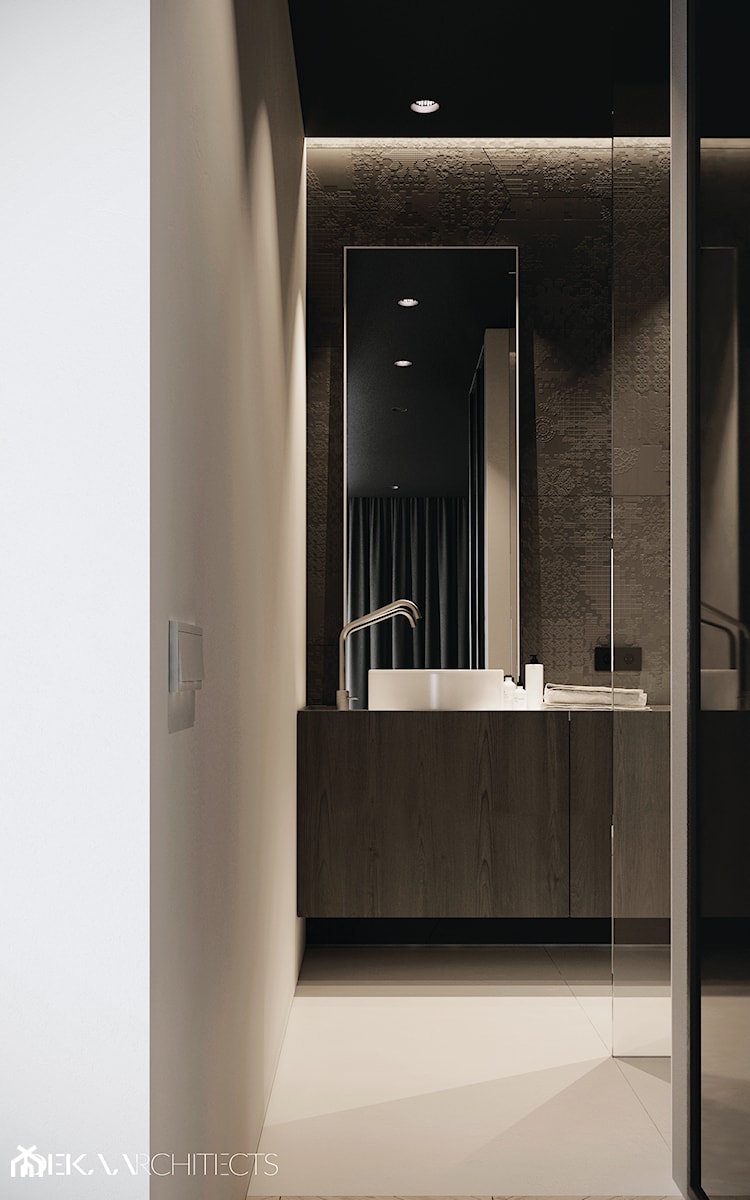 I22.16 | Kabaty, Warszawa PL - Mała z lustrem z punktowym oświetleniem łazienka z oknem, styl minimalistyczny - zdjęcie od DEKAA Architects