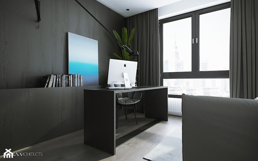 I37.16 | Wilanów, Warszawa PL - Średnie w osobnym pomieszczeniu czarne biuro, styl minimalistyczny - zdjęcie od DEKAA Architects