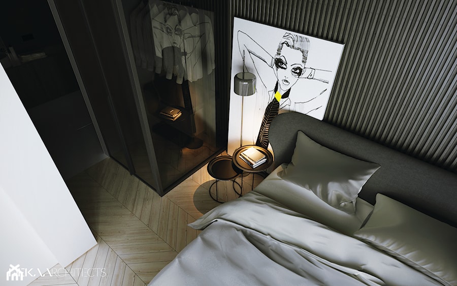 I22.16 | Kabaty, Warszawa PL - Mała biała szara sypialnia, styl minimalistyczny - zdjęcie od DEKAA Architects