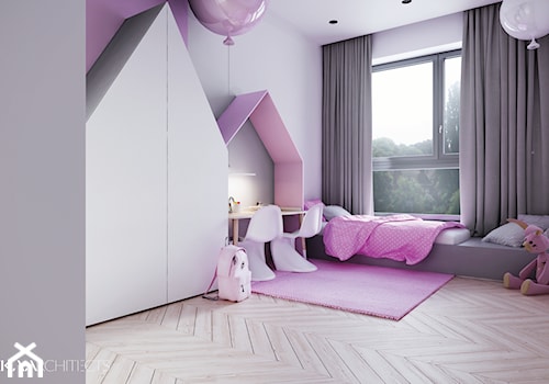 I22.16 | Kabaty, Warszawa PL - Średni różowy szary pokój dziecka dla dziecka dla nastolatka dla dziewczynki, styl minimalistyczny - zdjęcie od DEKAA Architects