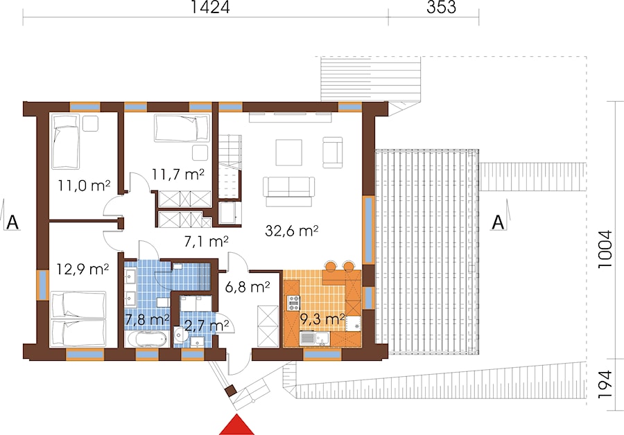 projekt domu dom 164-97, rzut parteru - zdjęcie od www.projektydomowkb.pl