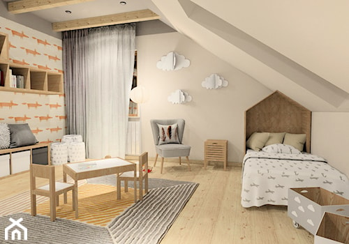 dzieciecy pokój dla chłopca - Duży szary pokój dziecka dla dziecka dla chłopca dla dziewczynki, styl skandynawski - zdjęcie od FLUO design