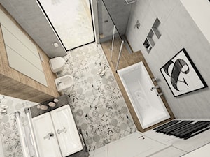 Łazienka 1 - Średnia na poddaszu bez okna łazienka, styl nowoczesny - zdjęcie od FLUO design