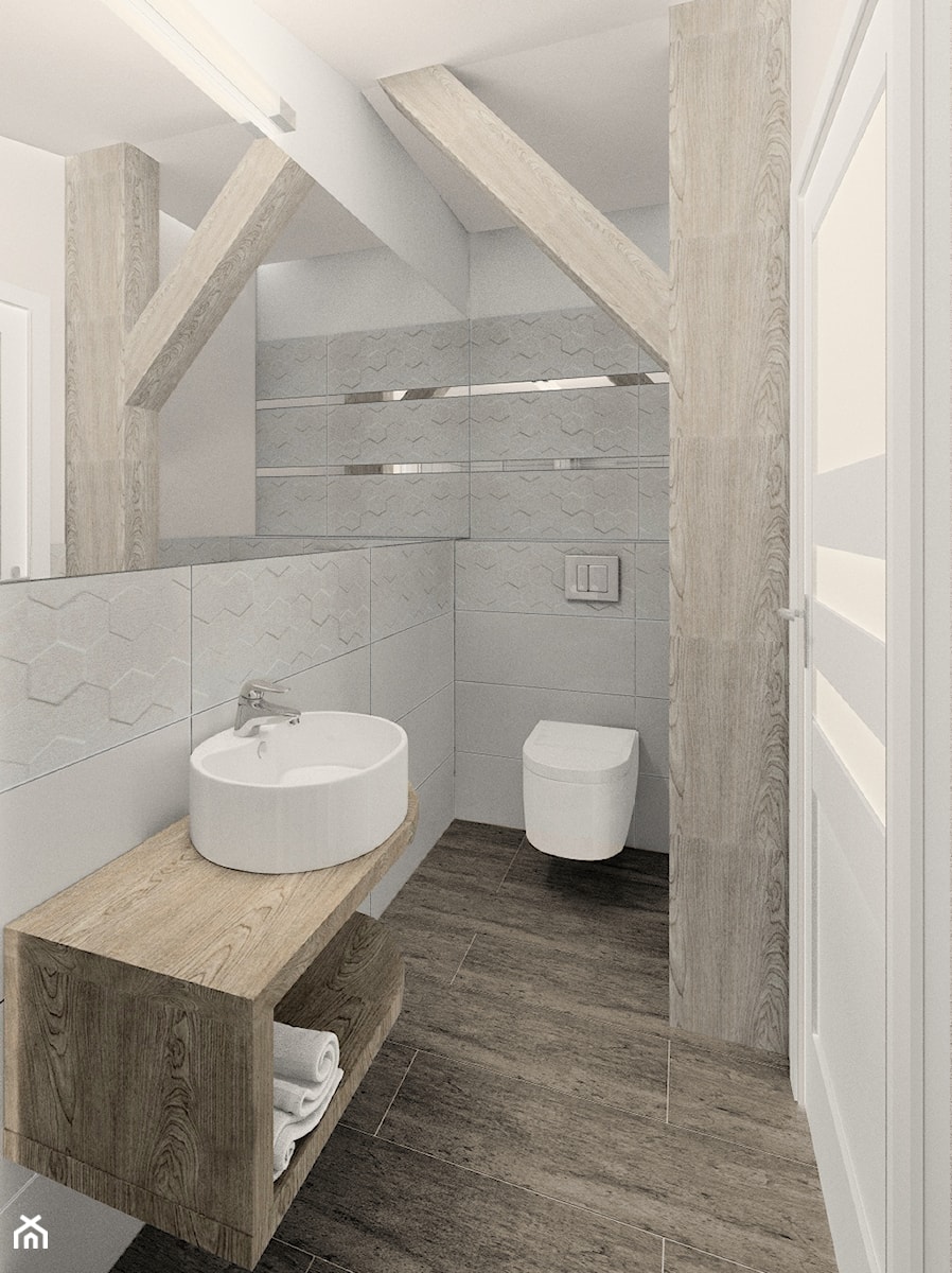 łazienka 3 - Mała na poddaszu bez okna łazienka, styl nowoczesny - zdjęcie od FLUO design