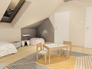 dzieciecy pokój dla chłopca - Średni beżowy szary pokój dziecka dla dziecka dla chłopca dla dziewczynki, styl skandynawski - zdjęcie od FLUO design