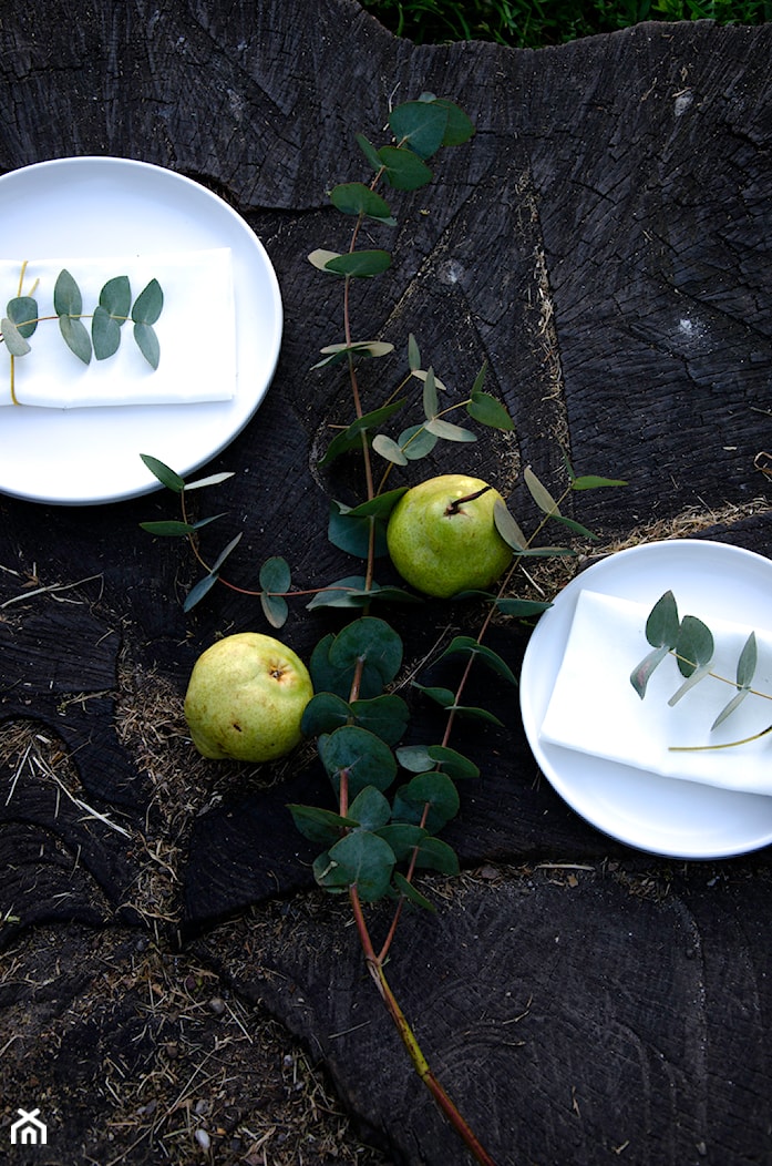 Serwetki z eukaliptusem w akompaniamencie gruszek - Kuchnia, styl nowoczesny - zdjęcie od deckyourwedd.pl - Homebook