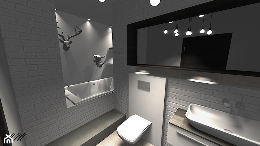 Łazienka - Średnia bez okna z lustrem z punktowym oświetleniem łazienka, styl rustykalny - zdjęcie od by M home