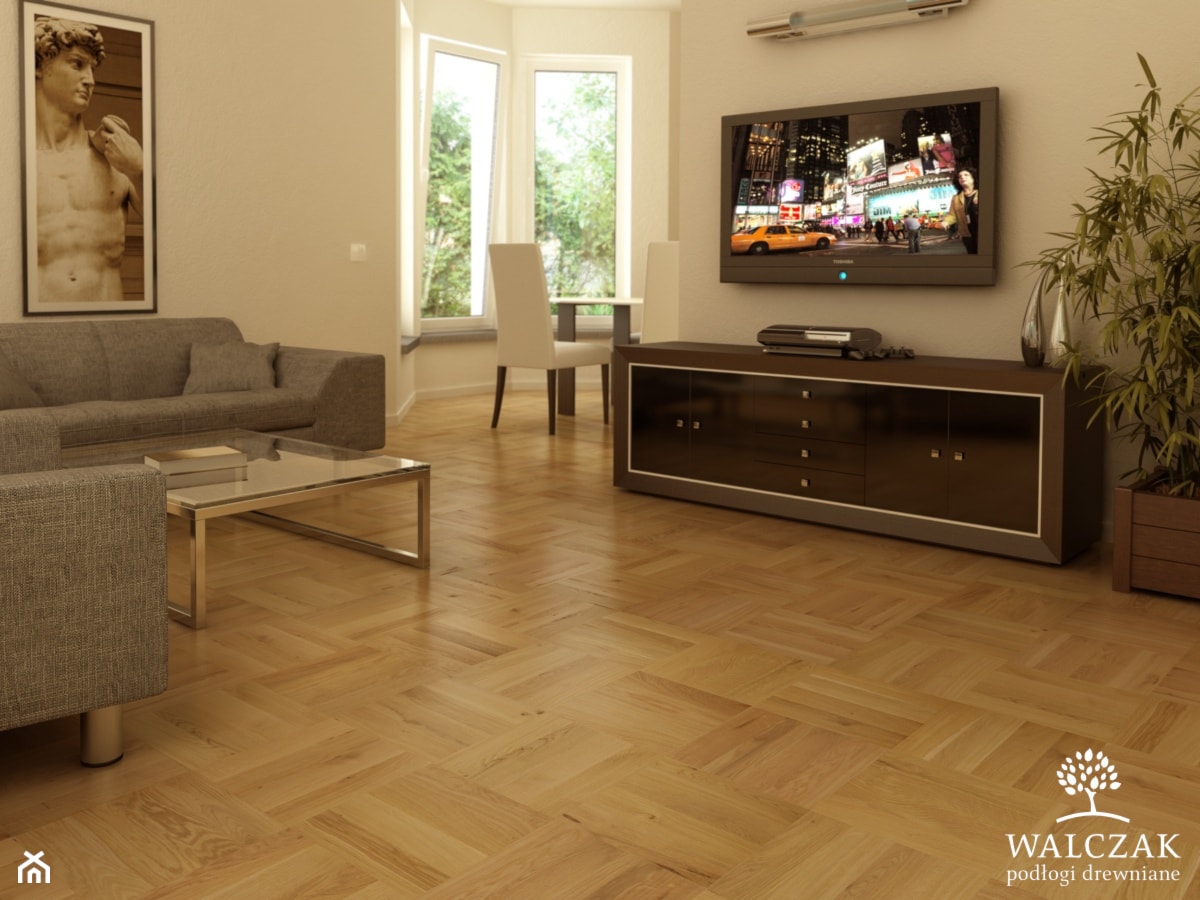 Salon z parkietem dębowym - zdjęcie od WALCZAK - podłogi drewniane - Homebook