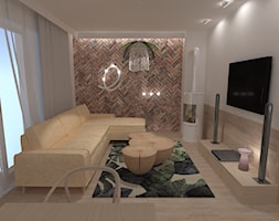 Dom Jednorodzinny Mrowino - Średni szary salon z jadalnią, styl skandynawski - zdjęcie od dbg DESIGNS - Homebook