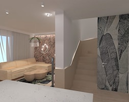 Dom Jednorodzinny Mrowino - Mały beżowy biały brązowy salon, styl skandynawski - zdjęcie od dbg DESIGNS - Homebook