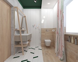 Dom Jednorodzinny pod Poznaniem - Średnia z dwoma umywalkami z punktowym oświetleniem łazienka z okn ... - zdjęcie od dbg DESIGNS - Homebook