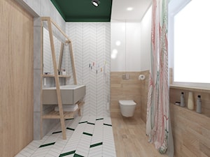 Dom Jednorodzinny pod Poznaniem - Średnia z dwoma umywalkami z punktowym oświetleniem łazienka z oknem, styl skandynawski - zdjęcie od dbg DESIGNS