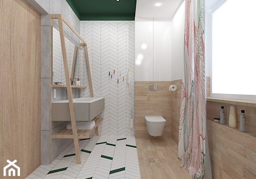 Dom Jednorodzinny pod Poznaniem - Średnia z dwoma umywalkami z punktowym oświetleniem łazienka z oknem, styl skandynawski - zdjęcie od dbg DESIGNS